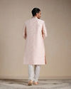 alt message - Manyavar Men Cherry Blossom Pink Floral Patterned Sherwani Set image number 4